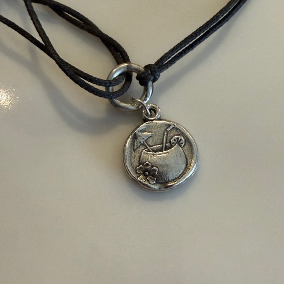 Alex and Ani Silver Tropical Coconut Cocktail Charm Black Cord Bracelet 2016 - Picture 2 of 5